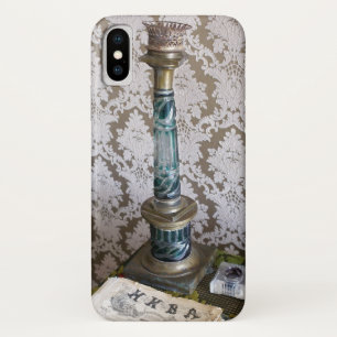  blauw glazen kaarlehouder iPhone x hoesje