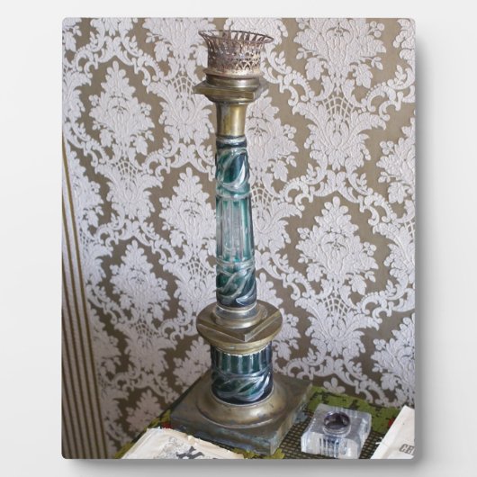 blauw glazen kaarlehouder fotoplaat (Voorkant)