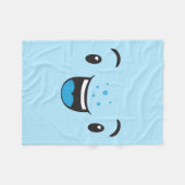 Blauw glimlachend Kawaii Face Fleece Blanket (Voorkant (Horizontaal))
