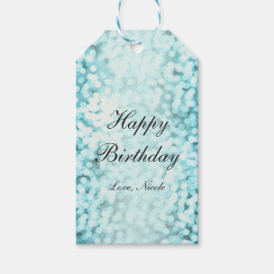 Blauw glinsterende lichten glamour feestcadeaubijs cadeaulabel