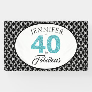 Blauw Glitter 40 en Fantastisch op Maat 40e Verjaa Spandoek