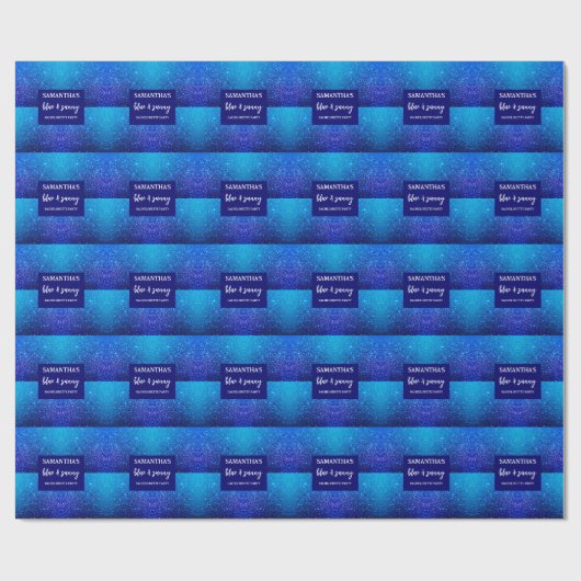 Blauw Glitter Afscheidsceremonie voor de Bruid Cadeaupapier (Vlak)