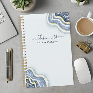 Blauw Glitter Agate Geode Luxe Zakelijk Planner