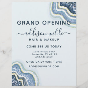 Blauw Glitter Agate Geode Zakenvlieger Flyer