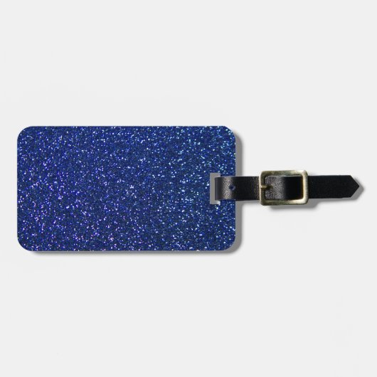 Blauw glitter bagagelabel (Voorkant horizontaal)