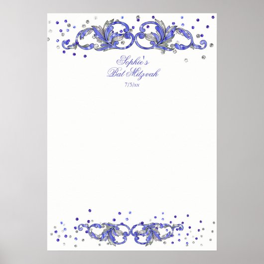 Blauw glitter, BBT Mitzvah, Aangepast, Aanmelden Poster (Voorkant)