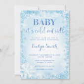 Blauw Glitter Cold Outside Snowflake Baby shower I Kaart (Voorkant)
