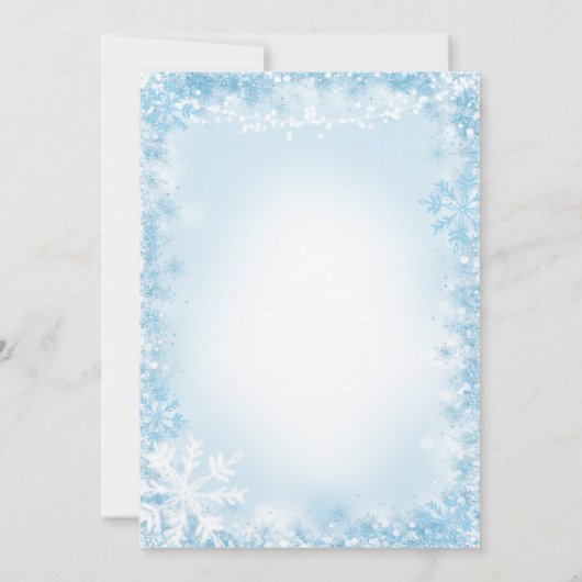 Blauw Glitter Cold Outside Snowflake Baby shower I Kaart (Achterkant)