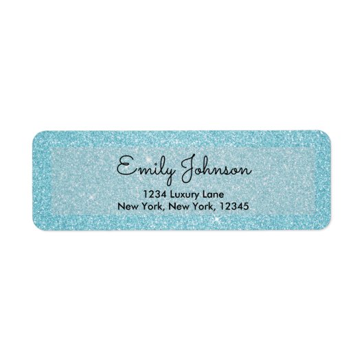 Blauw Glitter en Glans Etiket (Voorkant)