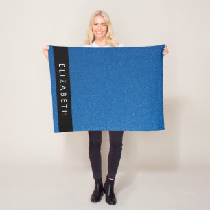 Blauw Glitter, Glitter Achtergrond, Jouw naam Fleece Deken