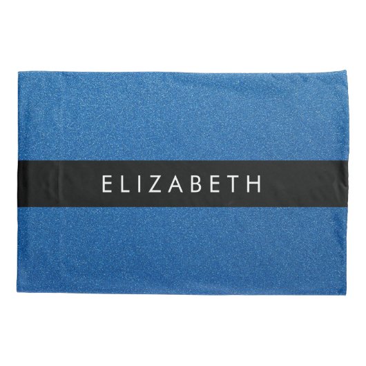 Blauw Glitter, Glitter Achtergrond, Jouw naam Kussensloop (Achterkant)