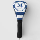 Blauw glitter | Golf | monogram met gepersonalisee Golfheadcover (Voorkant)
