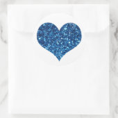 Blauw Glitter Hart Ronde Sticker (Tas)