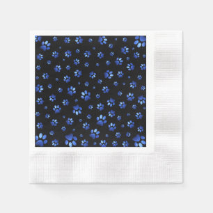 Blauw glitter hondenpoot patroon servet