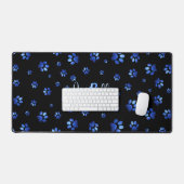 Blauw glitter hondpawpatroon, Monogram Bureaumat (Keyboard & Muis)