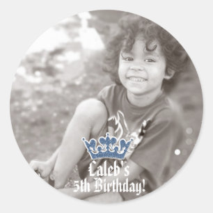 Blauw Glitter Kroon Royal Prins FOTO Sticker