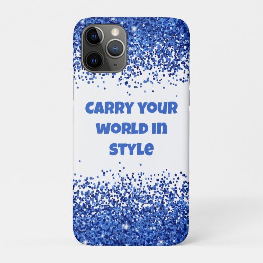 Blauw Glitter op Wit - eenvoudig | Case-Mate iPhone Case (Achterkant)