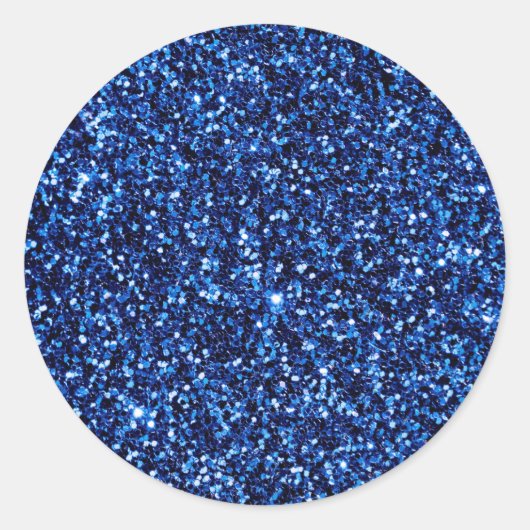 Blauw glitter ronde sticker (Voorkant)