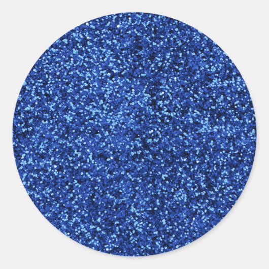 Blauw glitter ronde sticker (Voorkant)