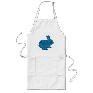 Blauw Glitter Silhouet Paashaas Schort