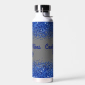 Blauw Glitter & Tekst op Grijs - Coolest Vibes Onl Waterfles (Links)