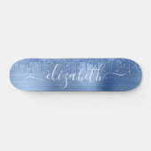 Blauw glitter uitlijnen op maat skateboard (Horizontaal)