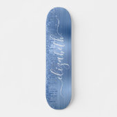 Blauw glitter uitlijnen op maat skateboard (Voorkant)