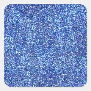 Blauw Glitter Uitzicht Lege Sjabloon Glamoureuze K Vierkante Sticker