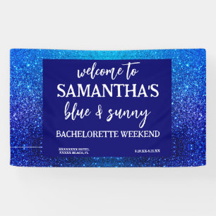Blauw Glitter Vrijgezellenfeest Welkomstbord Spandoek