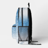 Blauw glitter, Wit en blauw marmer monogram Bedrukte Rugzak (Rechts)