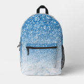 Blauw glitter, Wit en blauw marmer monogram Bedrukte Rugzak (Voorkant)