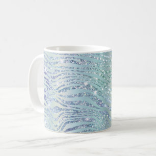 Blauw Glitter Zebrastreep Koffiemok