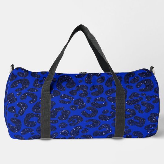 Blauw Glittery Leopard Patroon Plunjezak (Voorkant)