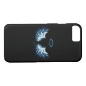 Blauw gloeiende engelenvleugels op zwarte achtergr Case-Mate iPhone case (Achterkant (Horizontaal))