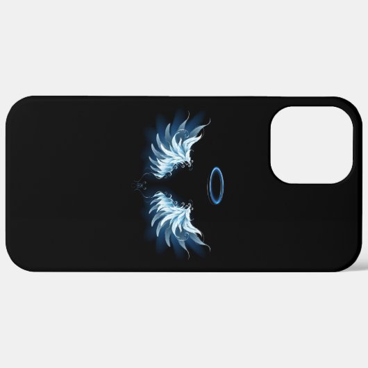 Blauw gloeiende engelenvleugels op zwarte achtergr Case-Mate iPhone case (Achterkant (horizontaal))