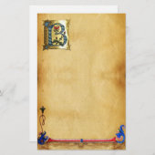 BLAUW GOLD B-BRIEF MET FLOWERS MONOGRAM BRIEFPAPIER (Voorkant / Achterkant)