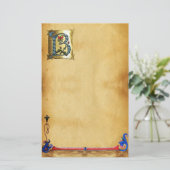 BLAUW GOLD B-BRIEF MET FLOWERS MONOGRAM BRIEFPAPIER (Staand voorkant)