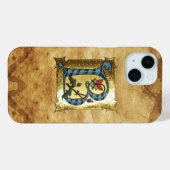 BLAUW GOLD B-BRIEF MET FLOWERS MONOGRAM Case-Mate iPhone CASE (Achterkant (horizontaal))