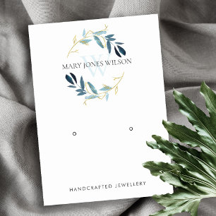 BLAUW GOLD FOLIAGE MONOGRAM EARRING DISPLAY LOGO VISITEKAARTJE