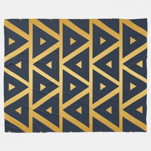 Blauw Gold Geometric Patroonontwerp Fleece Deken (Voorkant (Horizontaal))