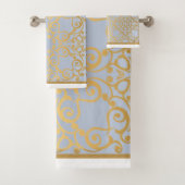 BLAUW GOLD HAMPTONS STIJL BATHROOM TOWEL SET BAD HANDDOEK (Insitu)