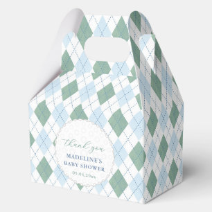 Blauw golf diamant print baby jongensfeest bedankdoosjes