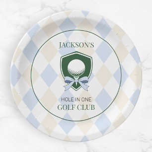 Blauw Golf  Hole in One Jongens Sport 1e Verjaarda Papieren Bordje