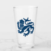 Blauw Gotisch Revival Leeuwenglas Glas (Voorkant)