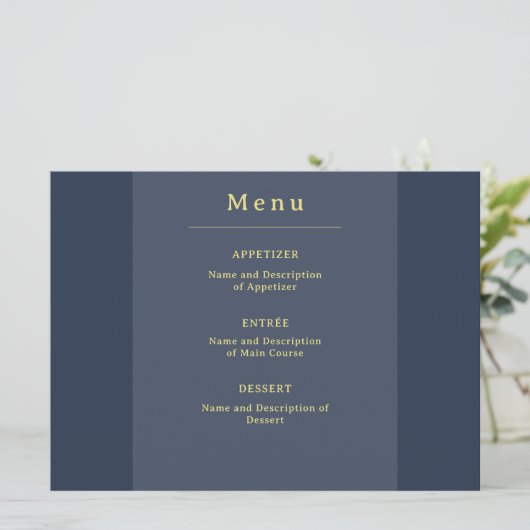 Blauw Goud Aangepast Plat Menu (Staand voorkant)
