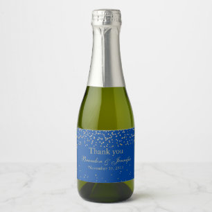 Blauw & Goud Aangepaste Bruiloft Mousserende Wijn  Sparkling Wijnetiket