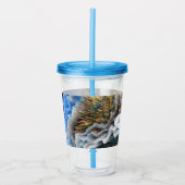 Blauw Goud Abstract 3D-effect Gepersonaliseerd 2 Acryl Drinkbeker (Voorkant)