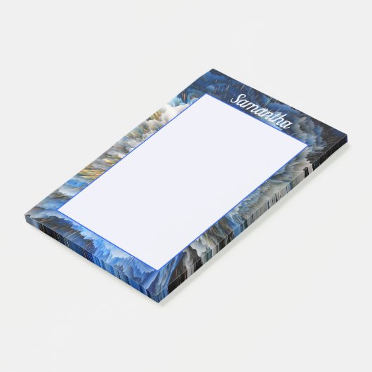 Blauw Goud Abstract 3D-effect Gepersonaliseerd 4x6 Post-it® Notes (Schuin)