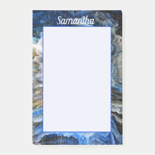 Blauw Goud Abstract 3D-effect Gepersonaliseerd 4x6 Post-it® Notes (Voorkant)