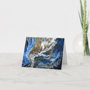 Blauw Goud Abstract 3D-effect Lege Notitiekaarten